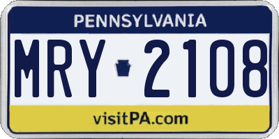 PA license plate MRY2108