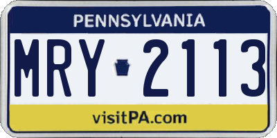 PA license plate MRY2113