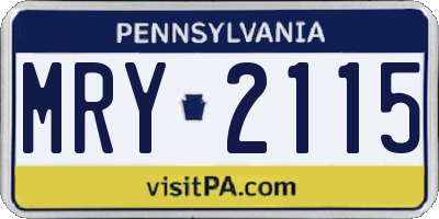 PA license plate MRY2115