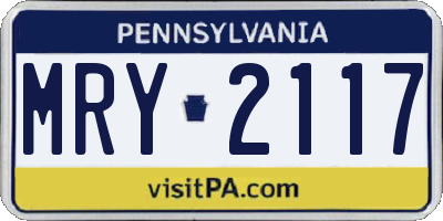 PA license plate MRY2117
