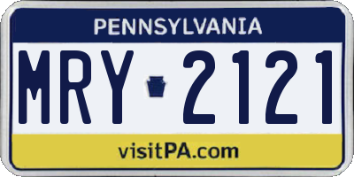 PA license plate MRY2121