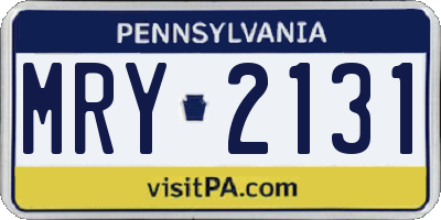 PA license plate MRY2131