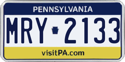 PA license plate MRY2133