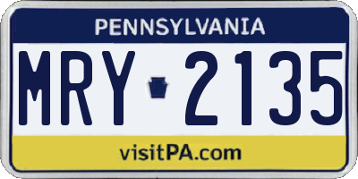PA license plate MRY2135