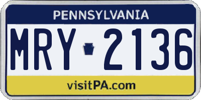 PA license plate MRY2136
