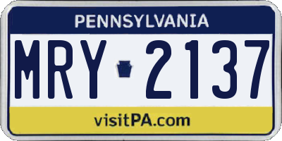 PA license plate MRY2137