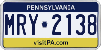 PA license plate MRY2138