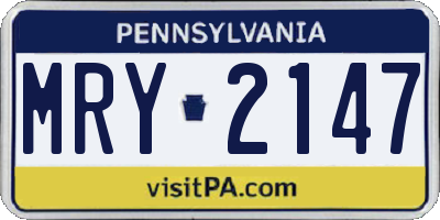 PA license plate MRY2147