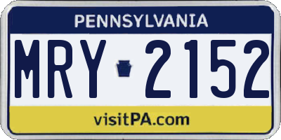 PA license plate MRY2152