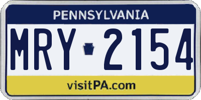 PA license plate MRY2154