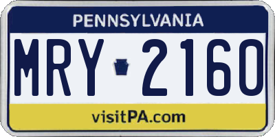 PA license plate MRY2160