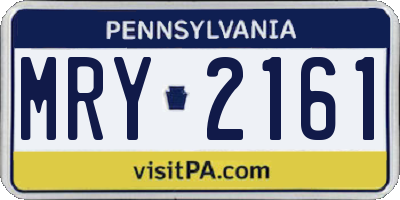 PA license plate MRY2161