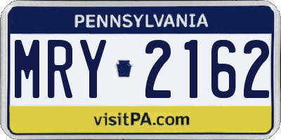 PA license plate MRY2162