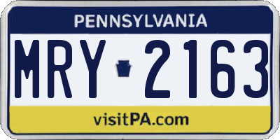 PA license plate MRY2163