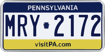 PA license plate MRY2172