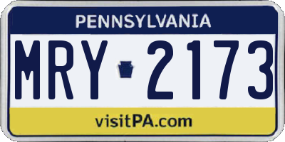PA license plate MRY2173