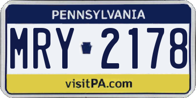 PA license plate MRY2178