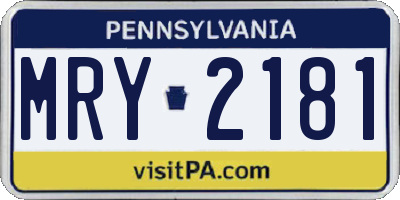 PA license plate MRY2181