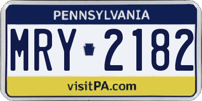 PA license plate MRY2182