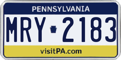 PA license plate MRY2183