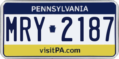 PA license plate MRY2187