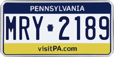 PA license plate MRY2189