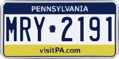 PA license plate MRY2191