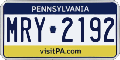 PA license plate MRY2192