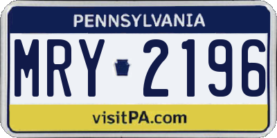 PA license plate MRY2196