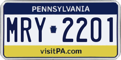 PA license plate MRY2201
