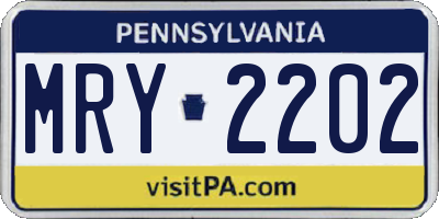 PA license plate MRY2202