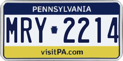 PA license plate MRY2214