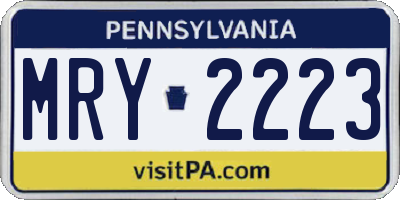 PA license plate MRY2223