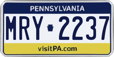 PA license plate MRY2237