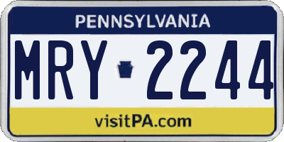 PA license plate MRY2244