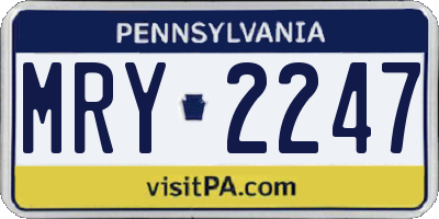 PA license plate MRY2247