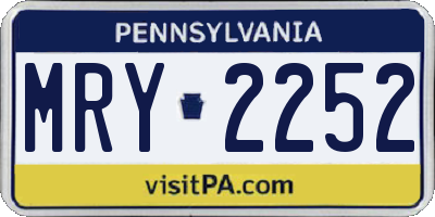 PA license plate MRY2252