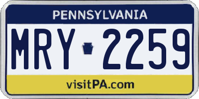 PA license plate MRY2259