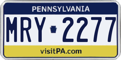 PA license plate MRY2277