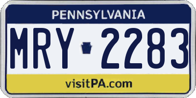 PA license plate MRY2283