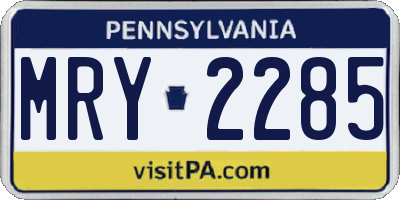 PA license plate MRY2285