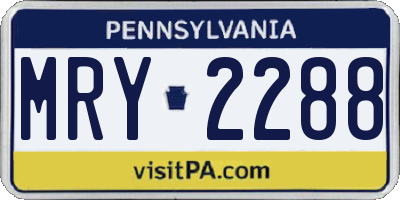 PA license plate MRY2288