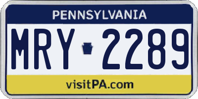 PA license plate MRY2289