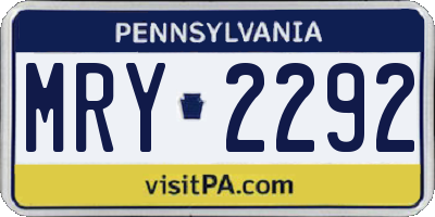 PA license plate MRY2292