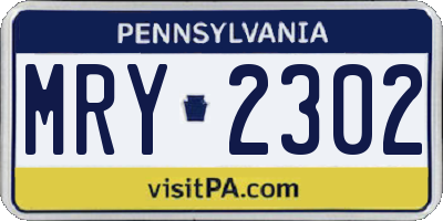 PA license plate MRY2302