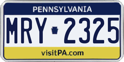 PA license plate MRY2325