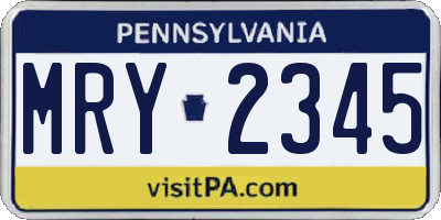PA license plate MRY2345