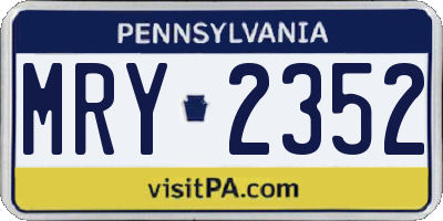 PA license plate MRY2352
