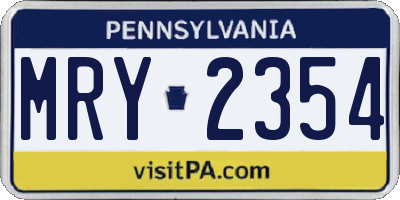 PA license plate MRY2354