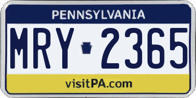 PA license plate MRY2365